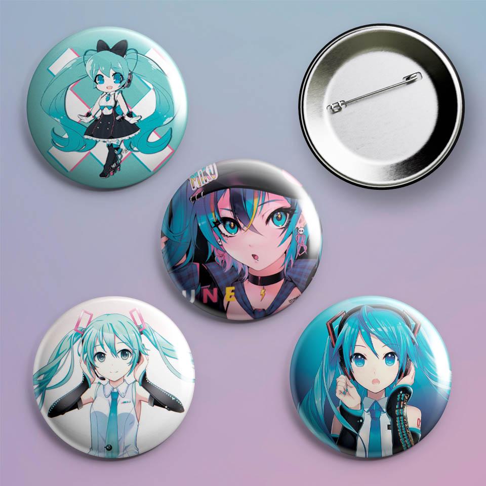 Значки на рюкзак с принтом аниме Hatsune Miku 4 шт.