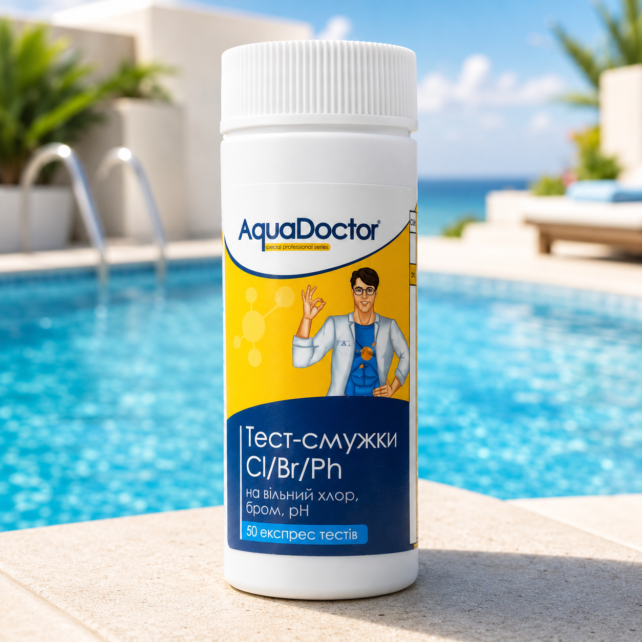 Тестер для бассейна Тест-полоски AquaDoctor Cl/pH 50 шт. (42186)