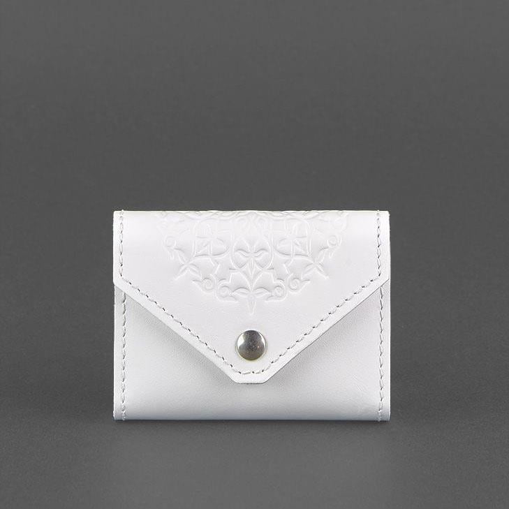 Кард-кейс жіночий шкіряний 3.0 гармошка з мандалою Білий (A-026434)