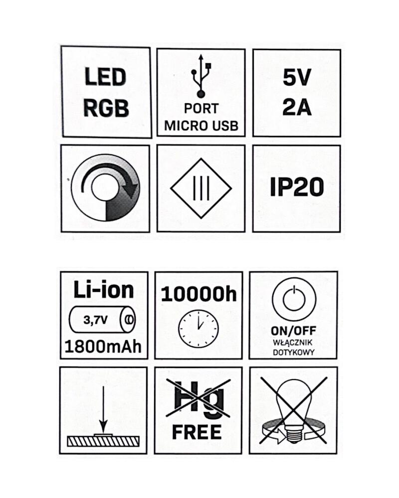 Настольная лампа акумуляторная Goldlux 325433 Candy Led RGB IP20 USB (18409874) - фото 6