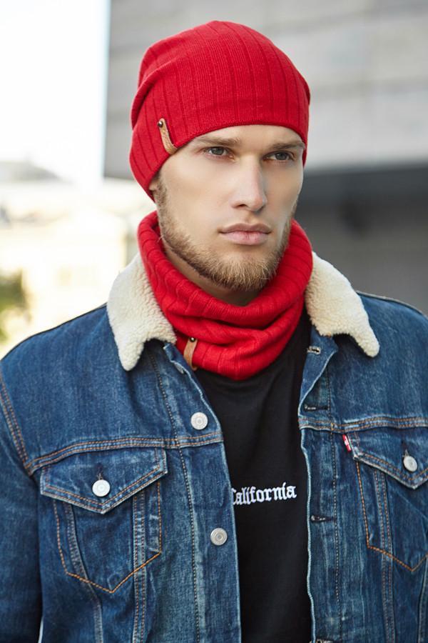 Комплект мужской Braxton Реал шапка/шарф-хомут Красный (5129-7)