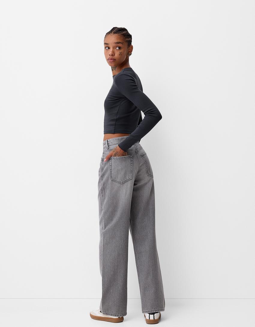 Топ з довгим рукавом Bershka S Темно-сірий (07844660200) - фото 4 Топ з довгим рукавом Bershka S Темно-сірий (07844660200) - фото 4