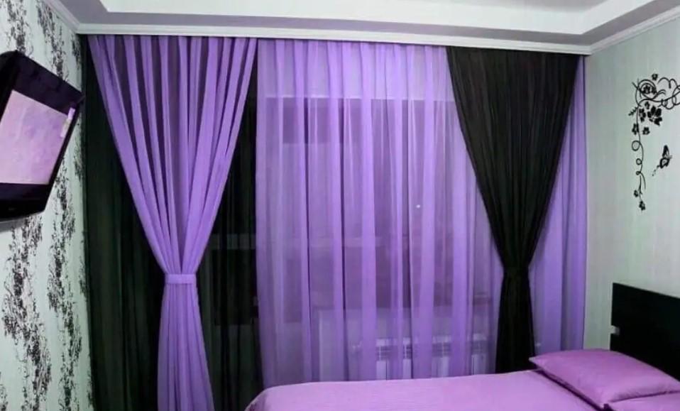 Шторы/тюль шифон 3 шт. 1,5x2,9 м/1 шт. 3х2,9 м Фиолетовый/Венге (001дк/7 2-2,5м)