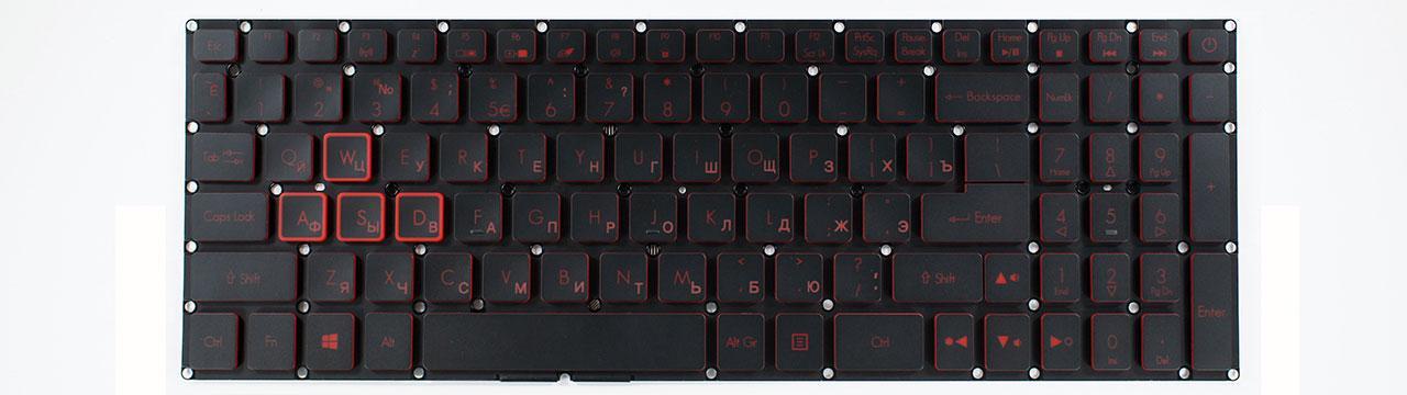 Клавиатура для ноутбука Acer Nitro AN515-42 с подсветкой клавиш матовая (NK.I1513.062)