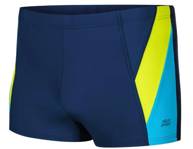 Плавки-шорти для чоловіків Aqua Speed LOGAN XXXL/96-104 см Темно-синій/Блакитний/Жовтий (6936116102141)