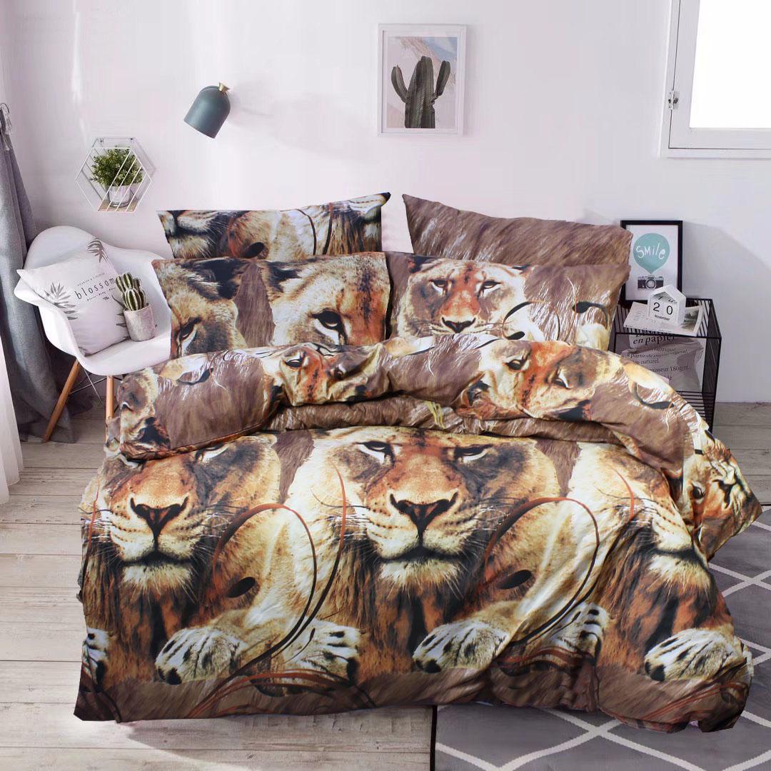 Комплект постельного белья семейный Еней-плюс МІ0030 Коричневый/Черный