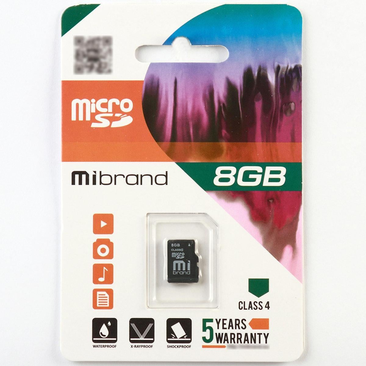 Карта пам'яті microSDHC Mibrand 8 Gb class 4