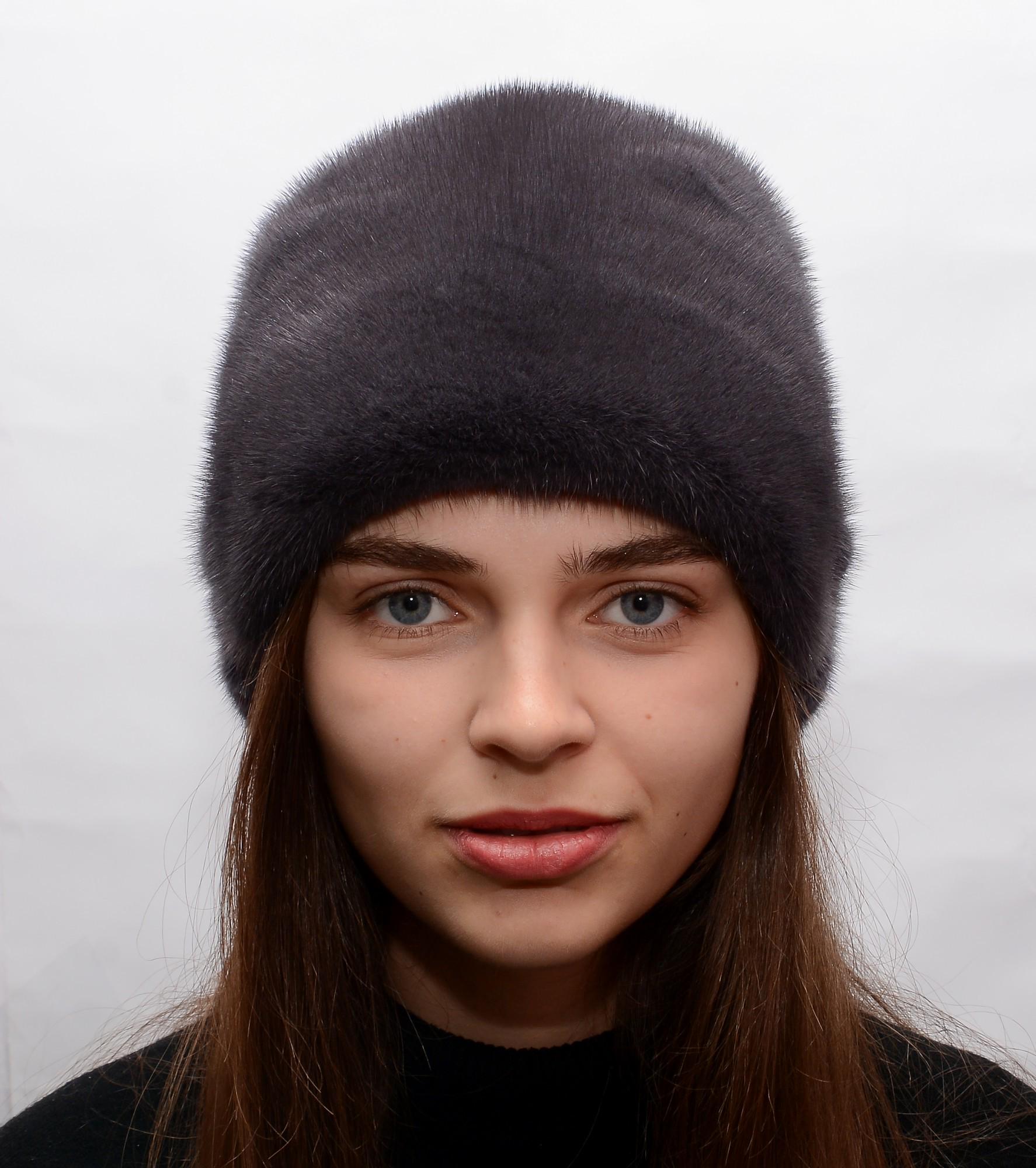 Женская кубанка Меховой стиль Шарпей из натурального меха норки XL-XXL Средний ирис (079/G)