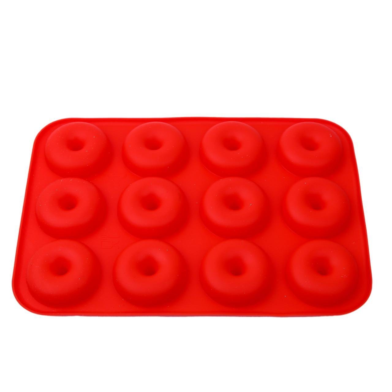 Форма силиконовая для выпечки Пончик 25,5х17,5 см 12 шт. Красный (2356744464)