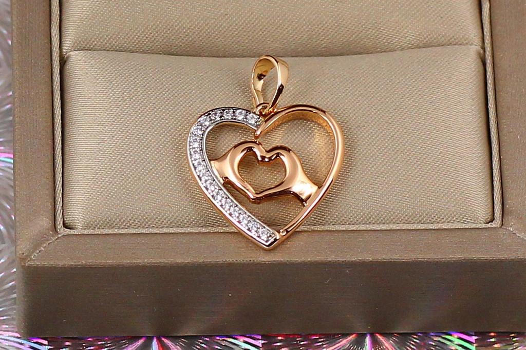 Кулон Xuping Jewelry Дійне серце з родієм 1,8 см Золотистий