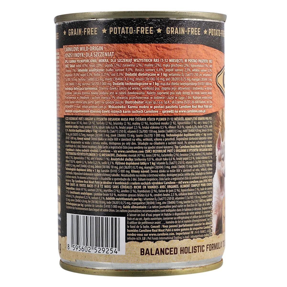 Корм влажный для щенков Carnilove Salmon & Turkey 400 г (1789931213) - фото 2 Корм влажный для щенков Carnilove Salmon & Turkey 400 г (1789931213) - фото 2