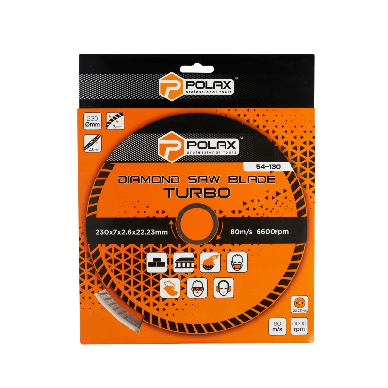 Диск алмазный турбо Polax 230x7x3,2x22,23 мм 25% (54-130) - фото 3 Диск алмазный турбо Polax 230x7x3,2x22,23 мм 25% (54-130) - фото 3
