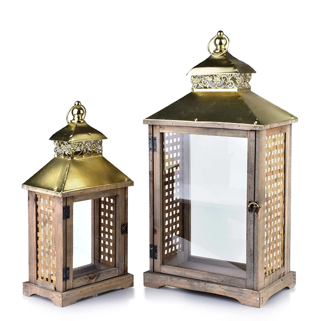 Комплект дерев'яних ліхтарів Levi Natural HTO2215 2 шт. (35272) - фото 1