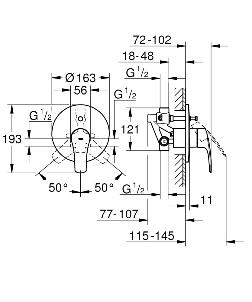 Смеситель скрытого монтажа на 2 потребителя Grohe Eurosmart (33305003) - фото 4