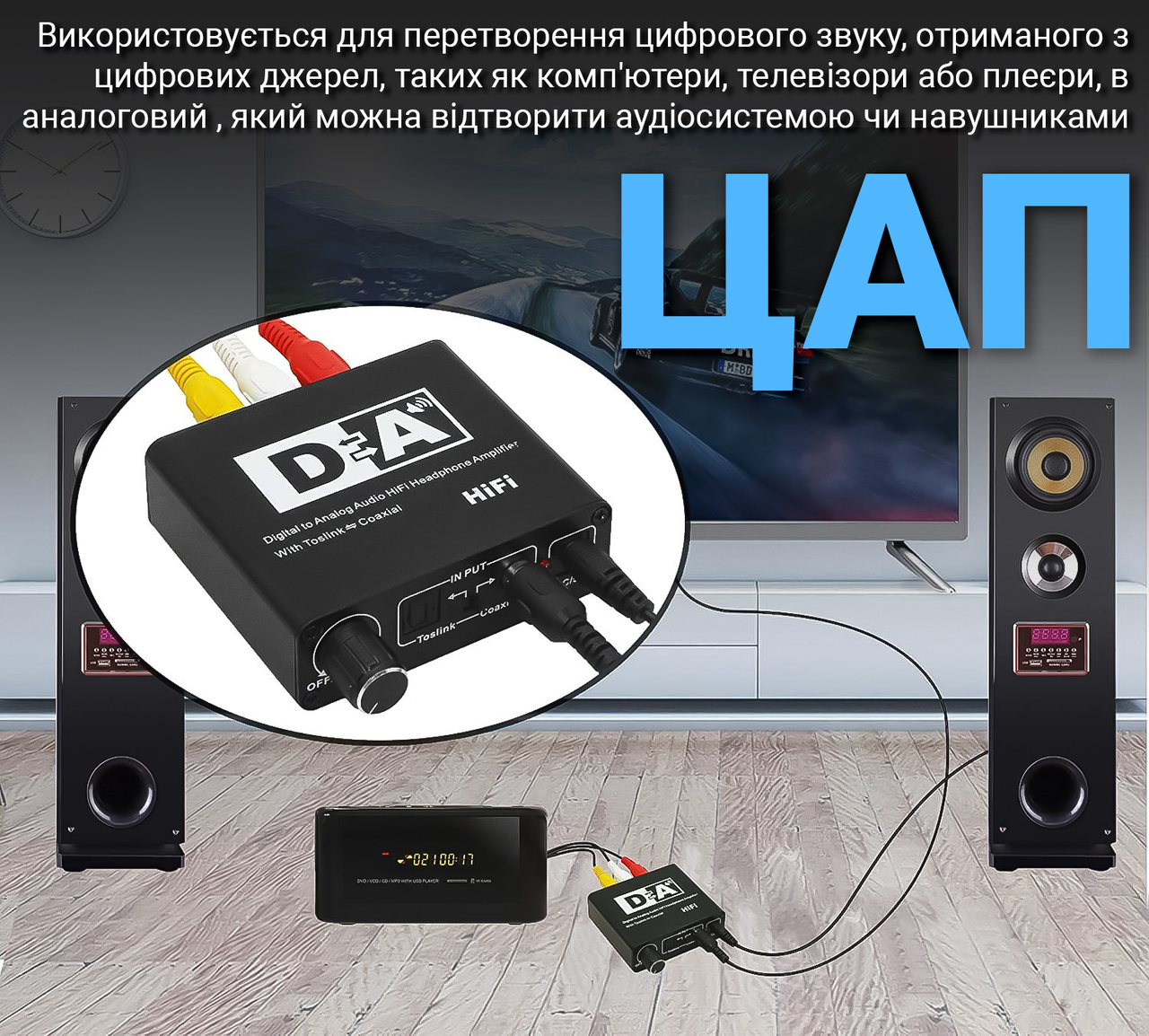 Перетворювач цифро-аналоговий Addap DAC-02 ЦАП із Toslink SPDIF та коаксіалу на RCA/mini Jack/SPDIF/коаксіал - фото 9