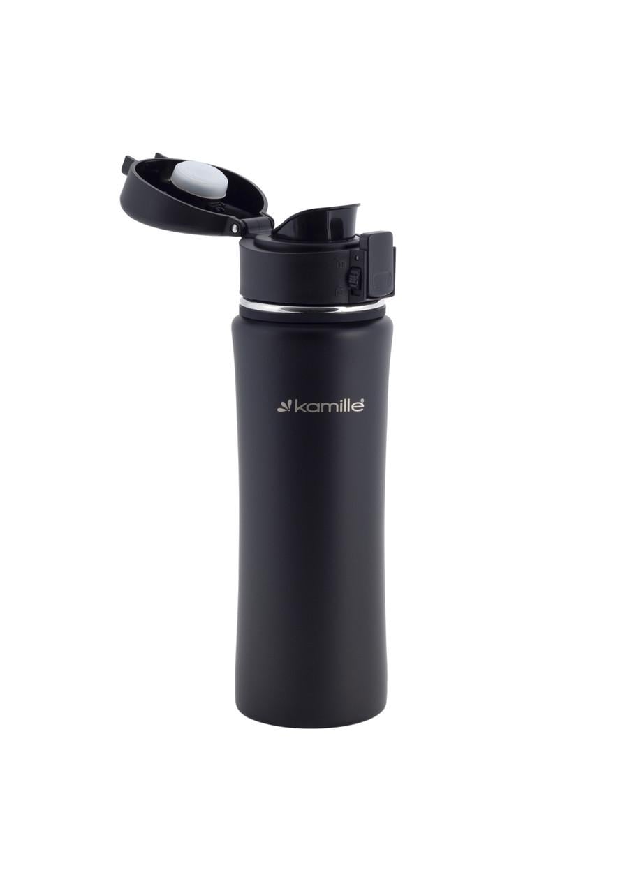 Термобутылка для спорта Kamille KM-2066 из нержавеющей стали 500 мл Черный (150-84-2066.2)