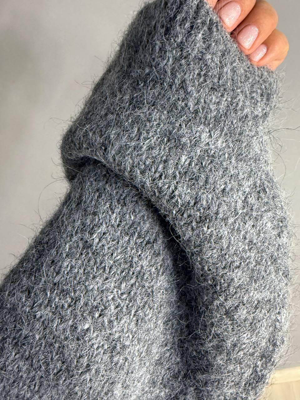 Свитер женский A-N 08-1 с шерстью вырез мыс OS Серый (5467) - фото 6