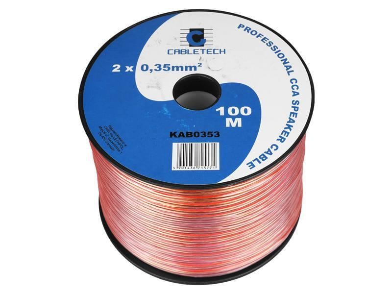 Кабель акустический Cabletech KAB-0353 2 жилы 0,35 мм2 CCA 100 м Прозрачный (1321144599)