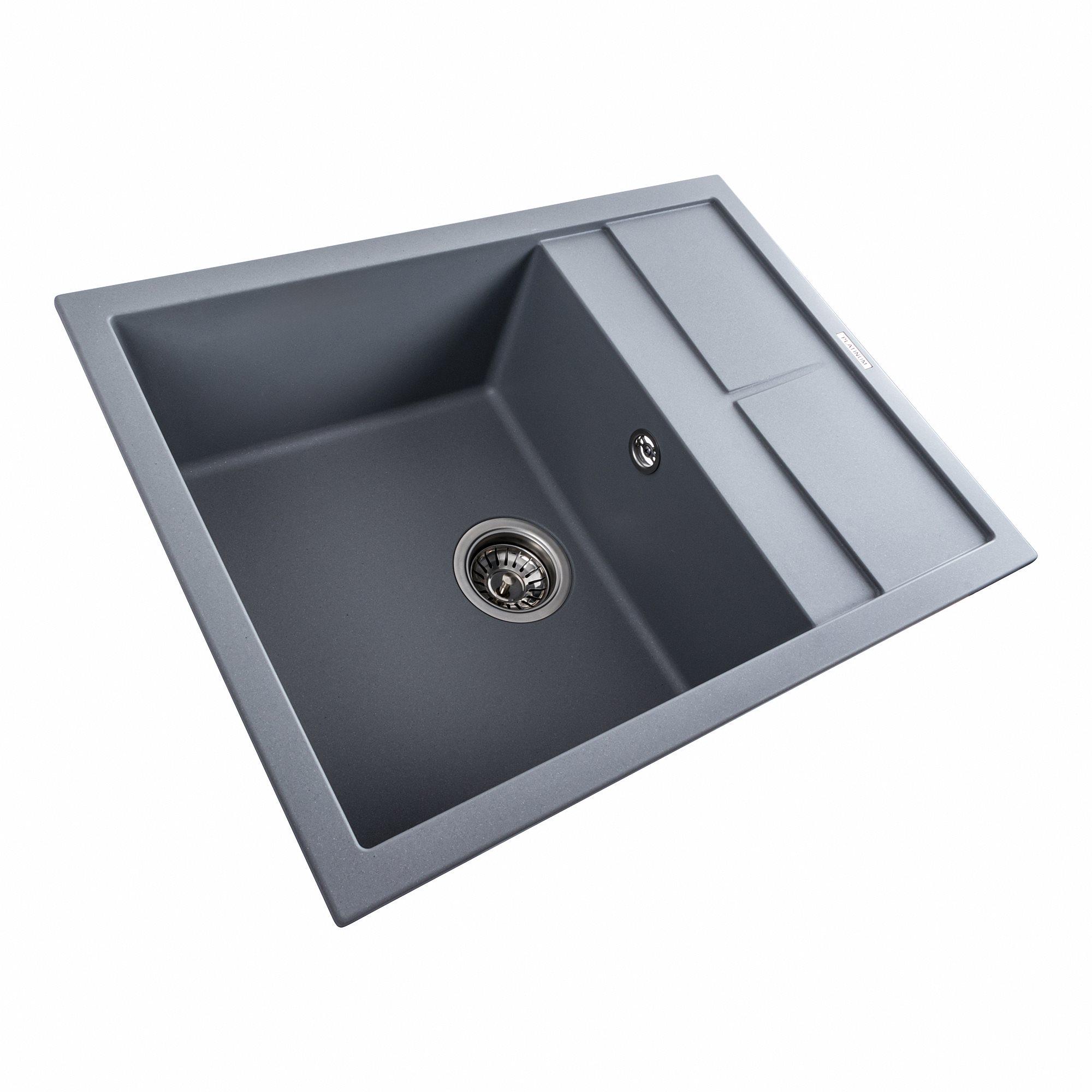 Мойка для кухни гранитная Platinum 6550 LOTOS матова яметаллик Серый