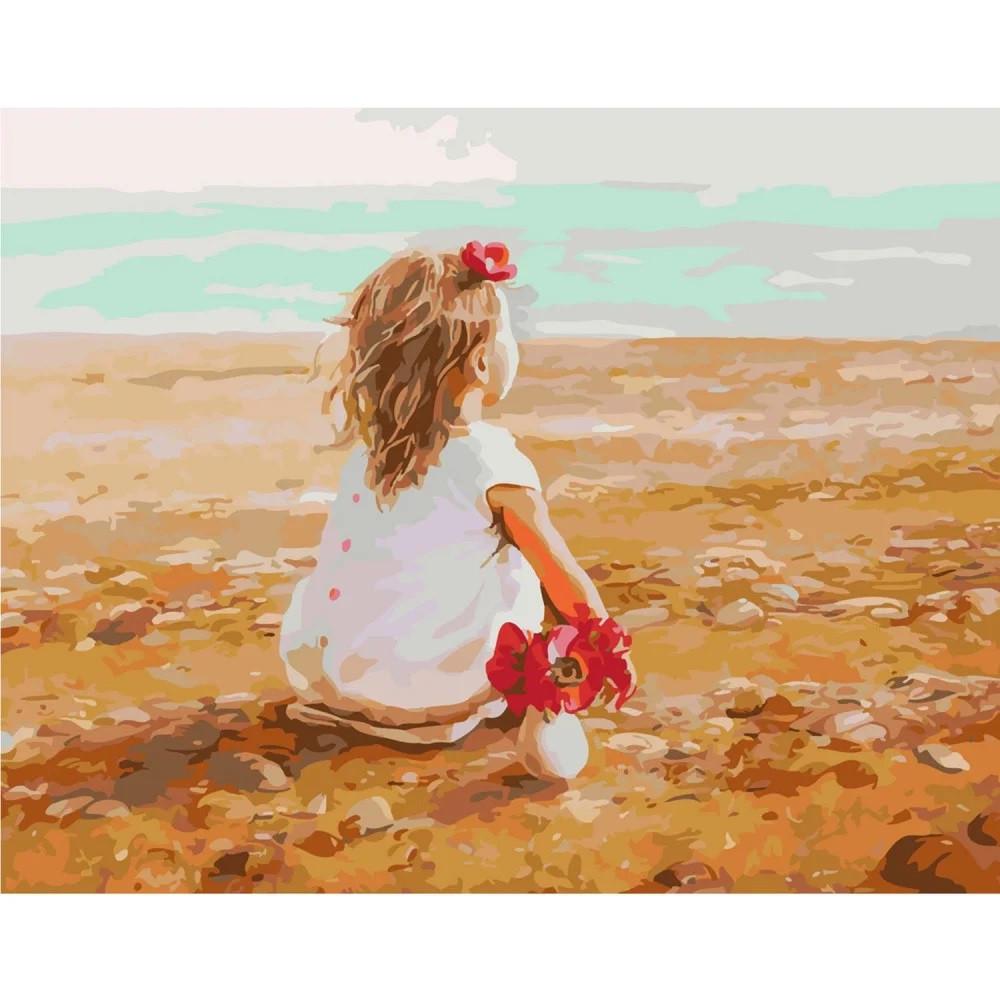 Картина по номерам Strateg Девочка в поле 40x50 см (SY6368)