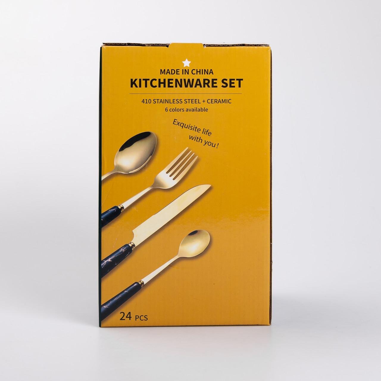 Набор столовых приборов на подставке 24 пр. с керамическими ручками (HP-20-49) - фото 9 Набор столовых приборов на подставке 24 пр. с керамическими ручками (HP-20-49) - фото 9