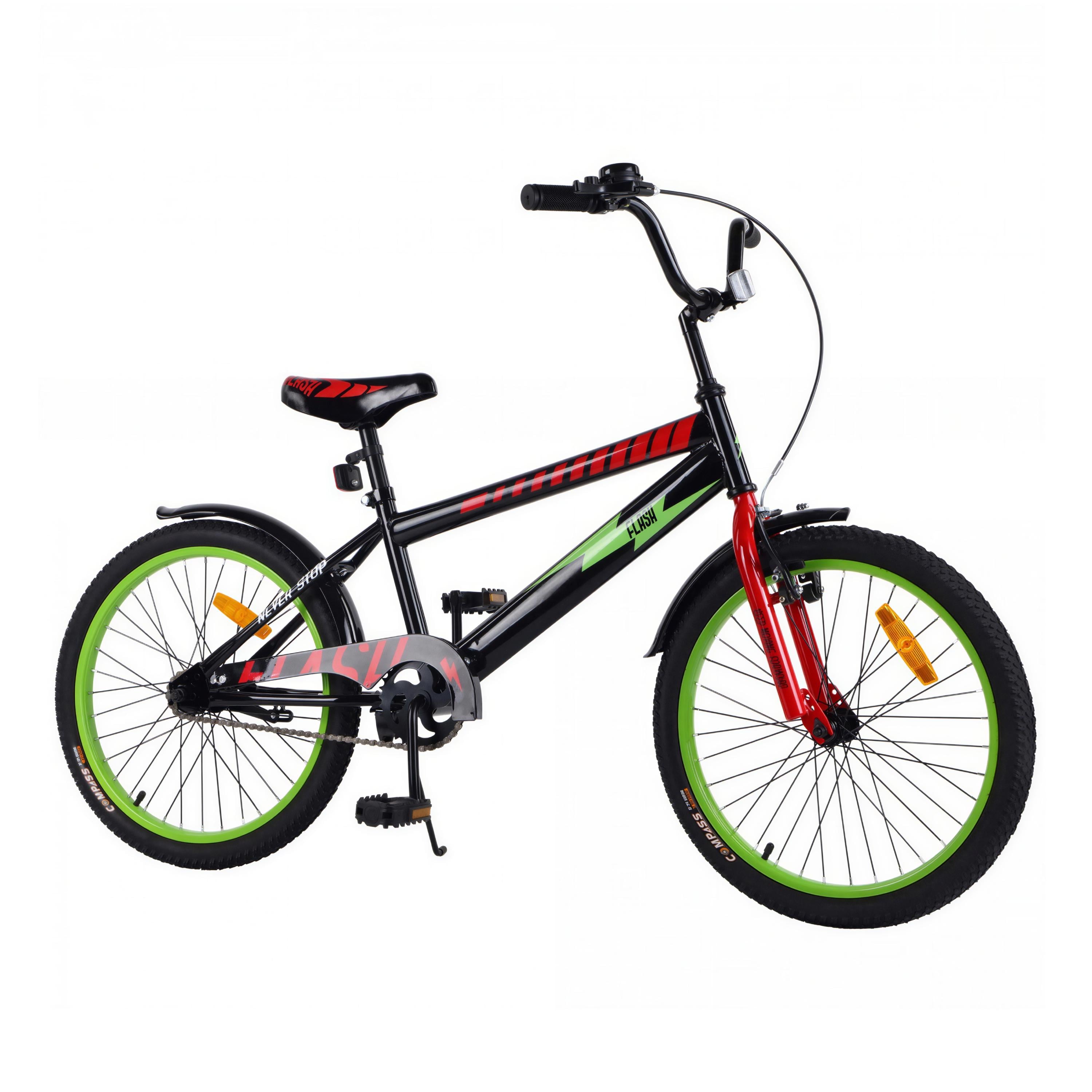 Велосипед дитячий 20" Baby Tilly Flash на зріст 110-130 см Чорно-зелений з червоним (T-22048)