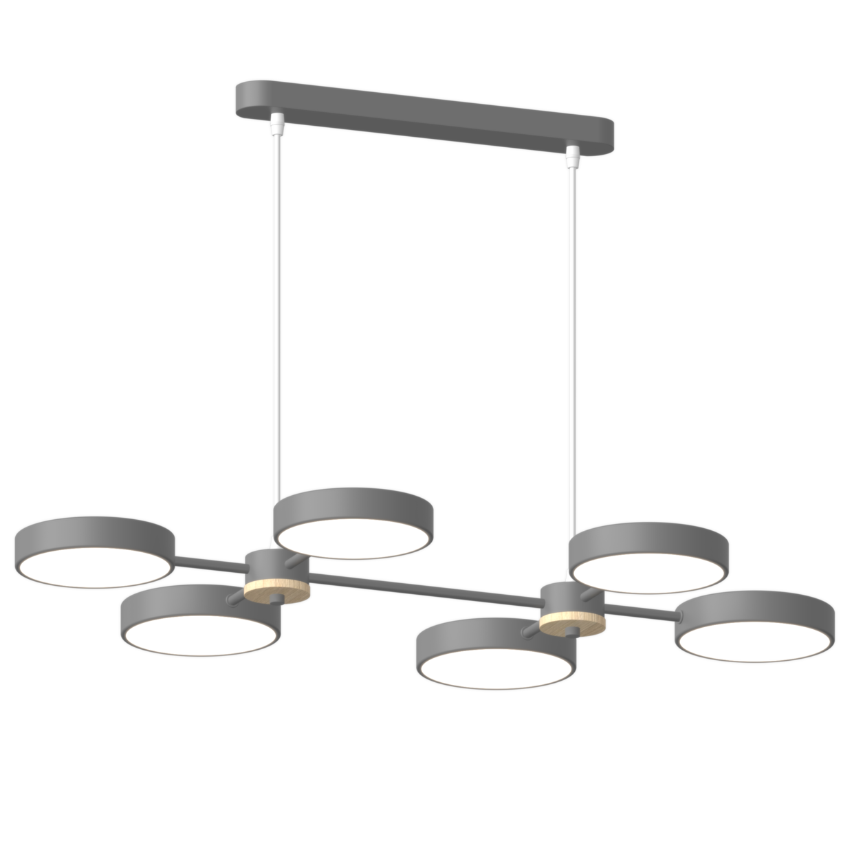 Люстра светодиодная Sirius с деревянными элементами 108W 3000-6500К Серый (B X13284/6 GREY+WOOD)