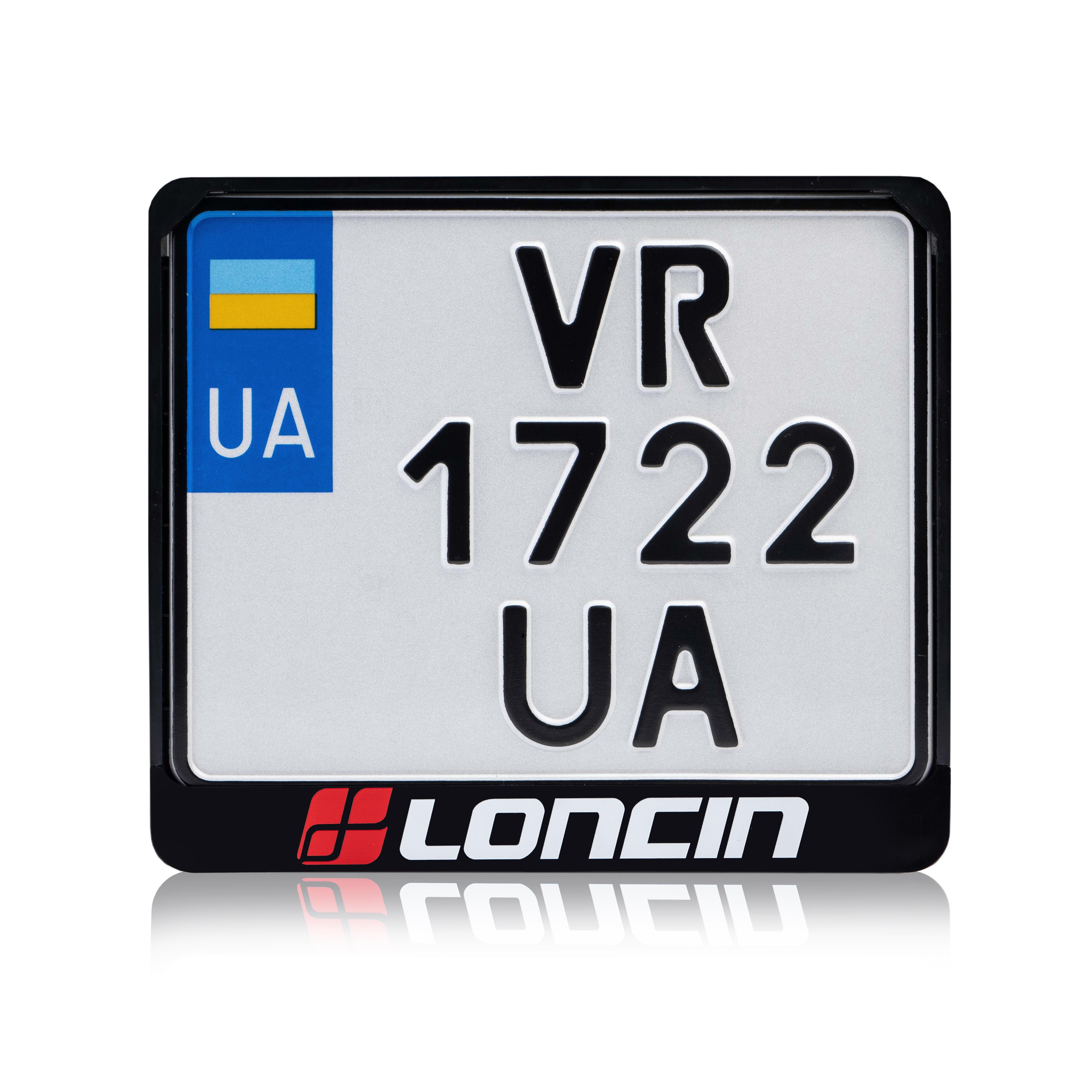Рамка для мотоциклетного номера "Loncin" 174х220 мм Черный/Красный/Белый (VH-ABS1722LN2WR)
