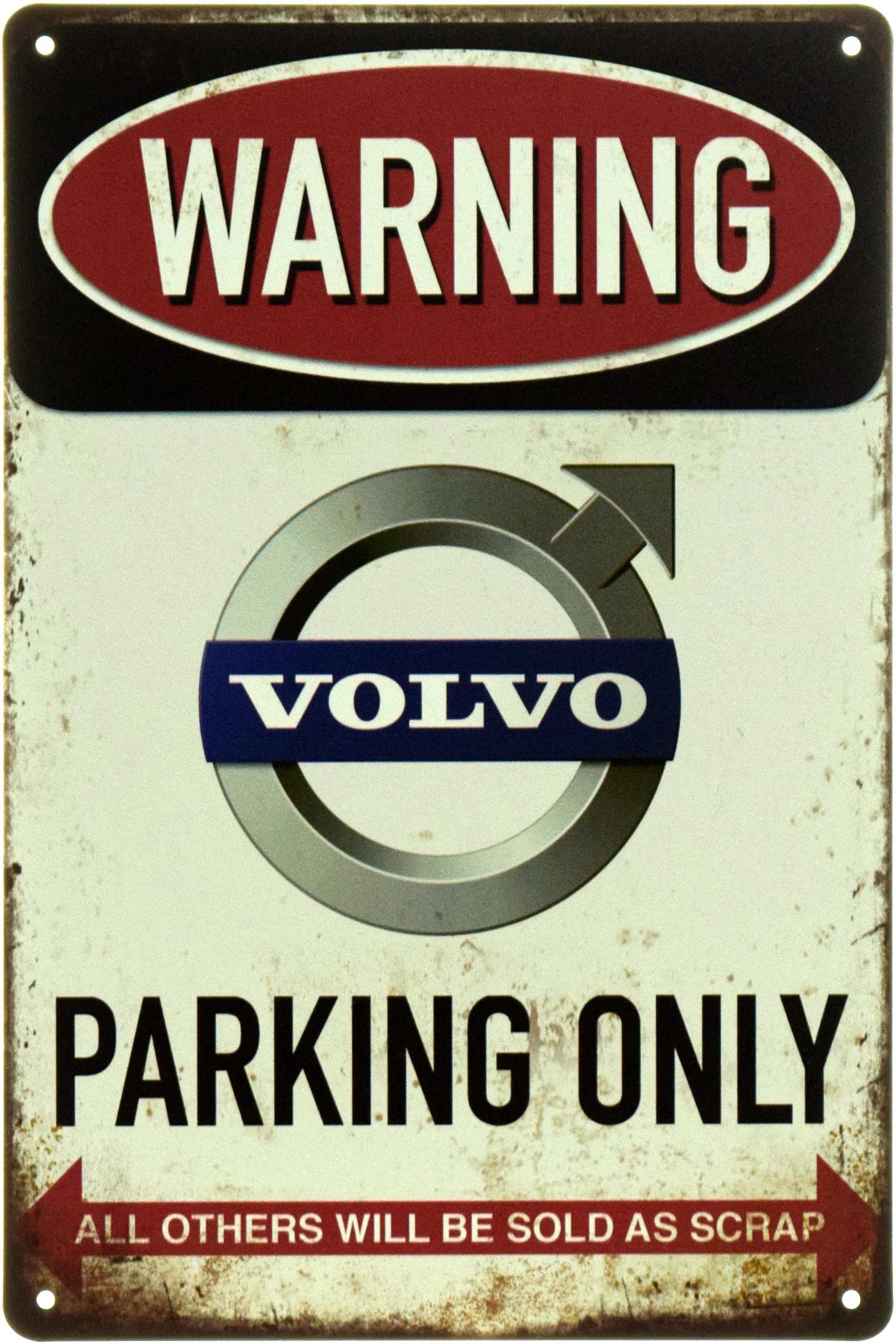 Табличка металлическая "Warning Volvo Parking Only" 20x30 см (ms-104521)