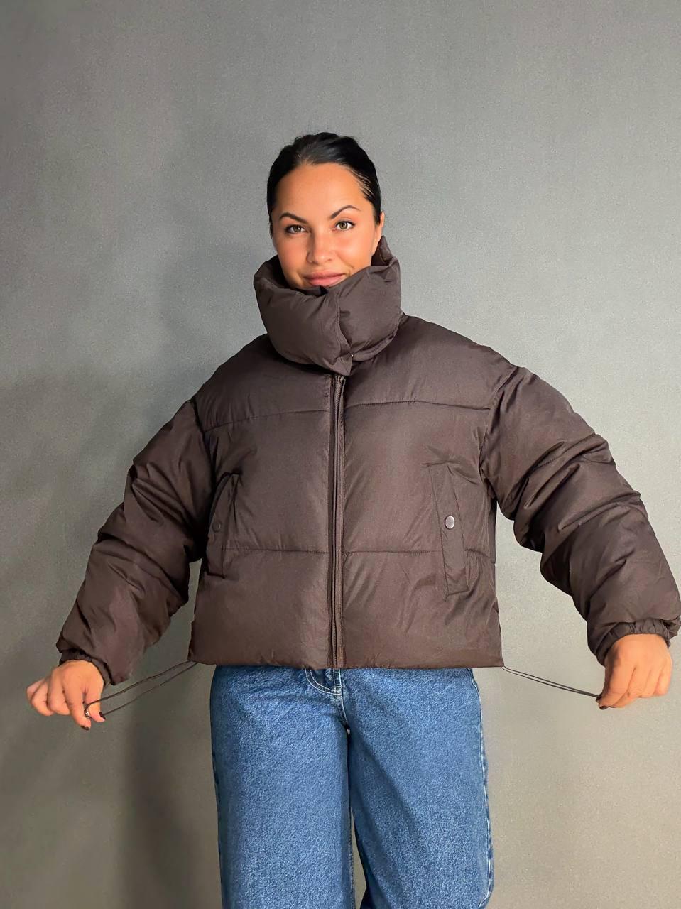 Куртка женская LADY YEP 10043 короткая на молнии с воротником р. 42 Коричневый (4819) - фото 5
