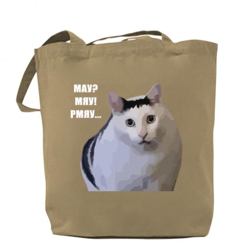 Шопер Мемний кіт обурюється 37x41 см Капучино (15045755-51-189471) Шопер Мемний кіт обурюється 37x41 см Капучино (15045755-51-189471)