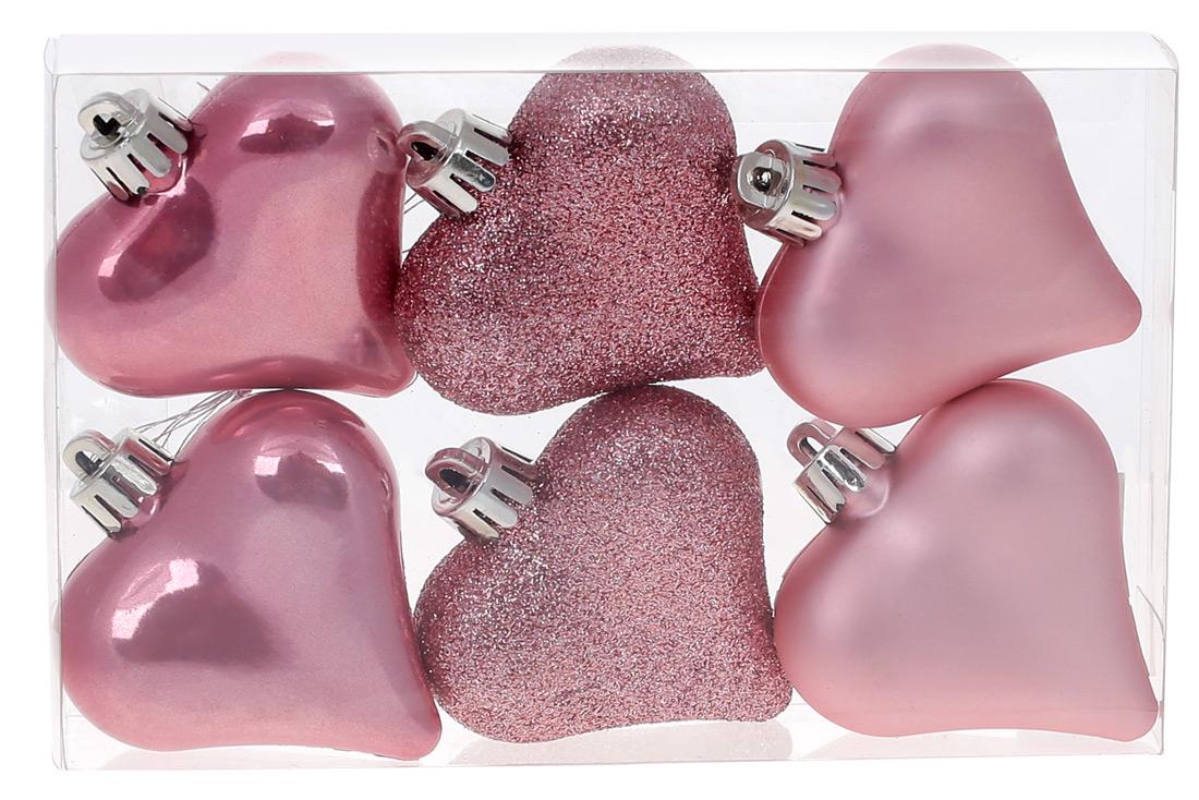 Набор новогодних подвесок BonaDi Сердце 6 шт. (47-041)