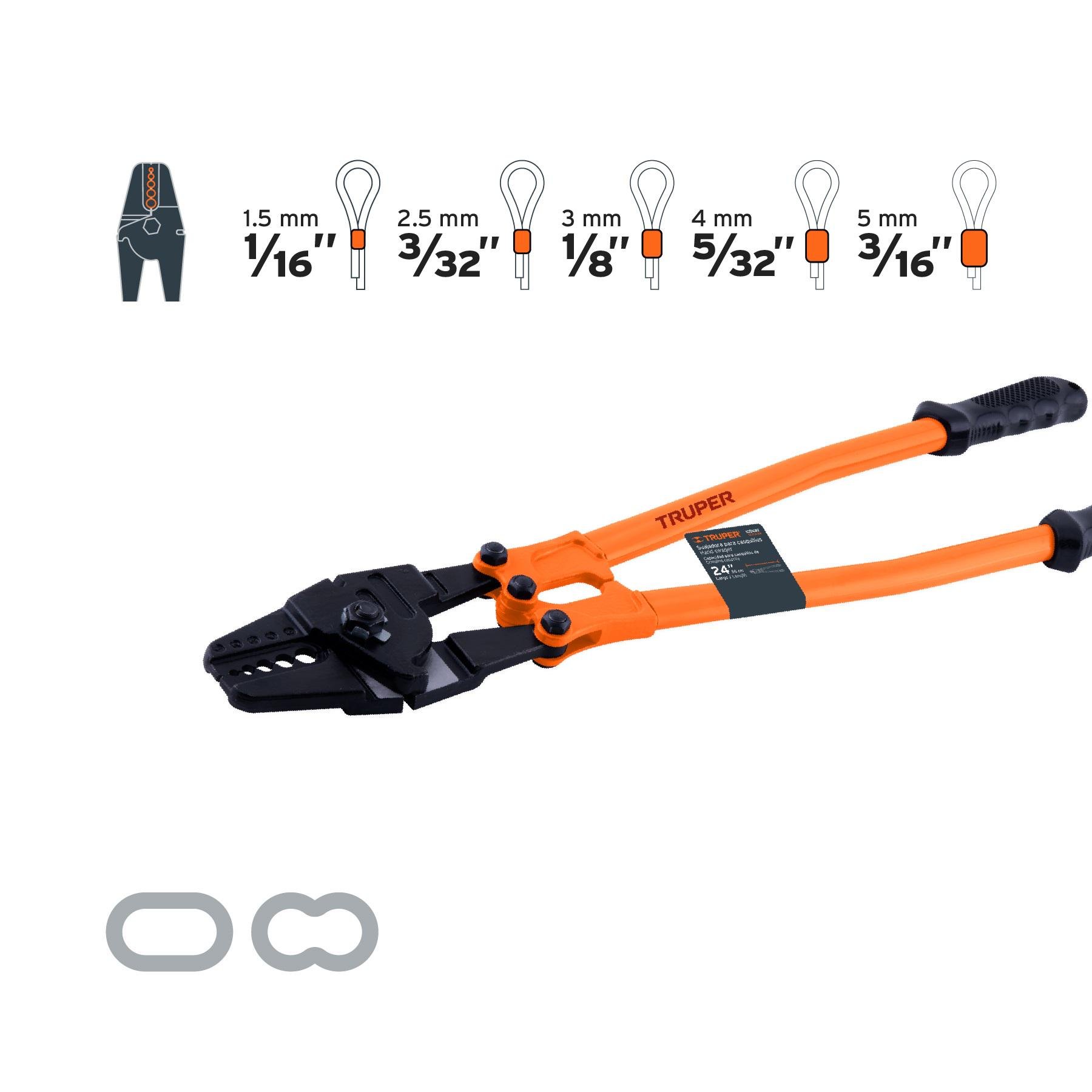 Клещи для обжимки тросовых зажимов Truper SUCA-24 d 2/2,5/3/4/5 мм 600 мм - фото 3 Клещи для обжимки тросовых зажимов Truper SUCA-24 d 2/2,5/3/4/5 мм 600 мм - фото 3