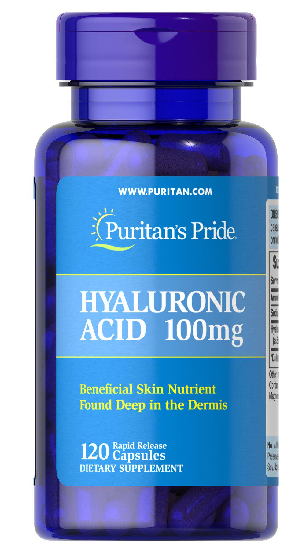 Гиалуроновая кислота Puritan's Pride Hyaluronic Acid 100 мг 120 Caps