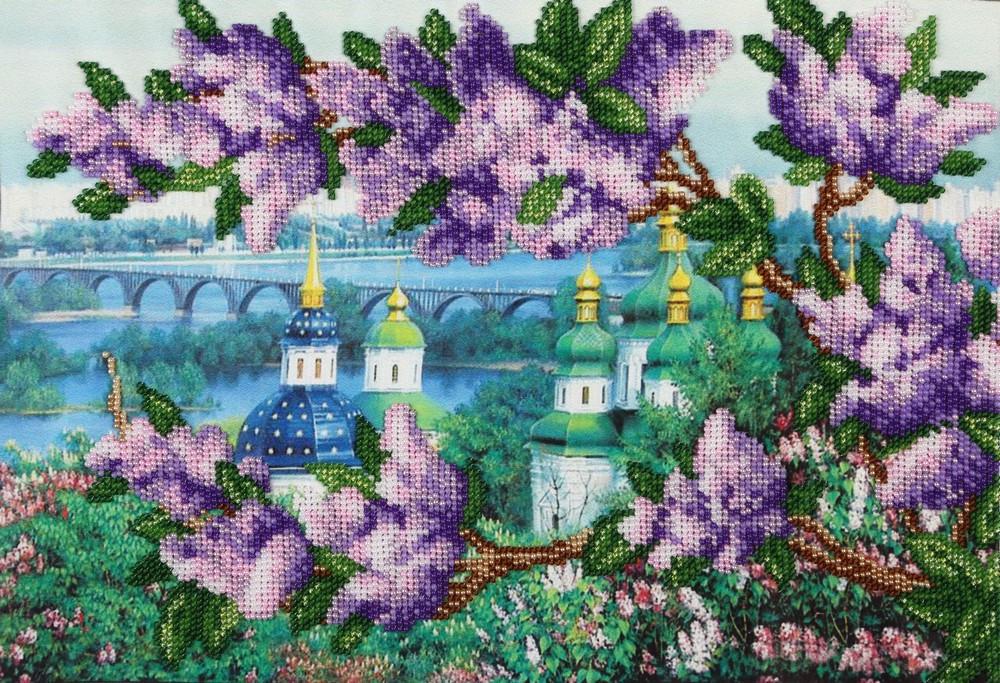 Вышивка бисером Вид из ботанического сада частичная выкладка 34х23 см (1493073863)