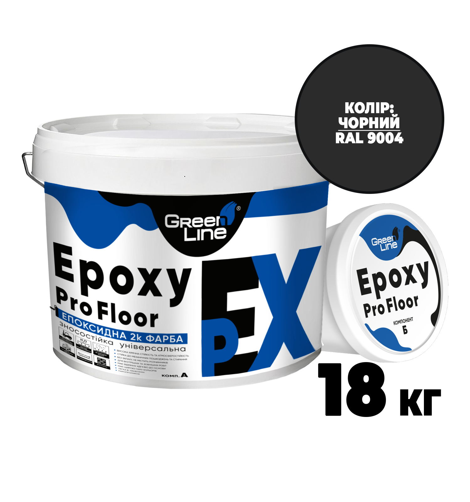 Краска эпоксидная двухкомпонентная EpoxyProFloor 18 кг Черный (PPUA627719BL)