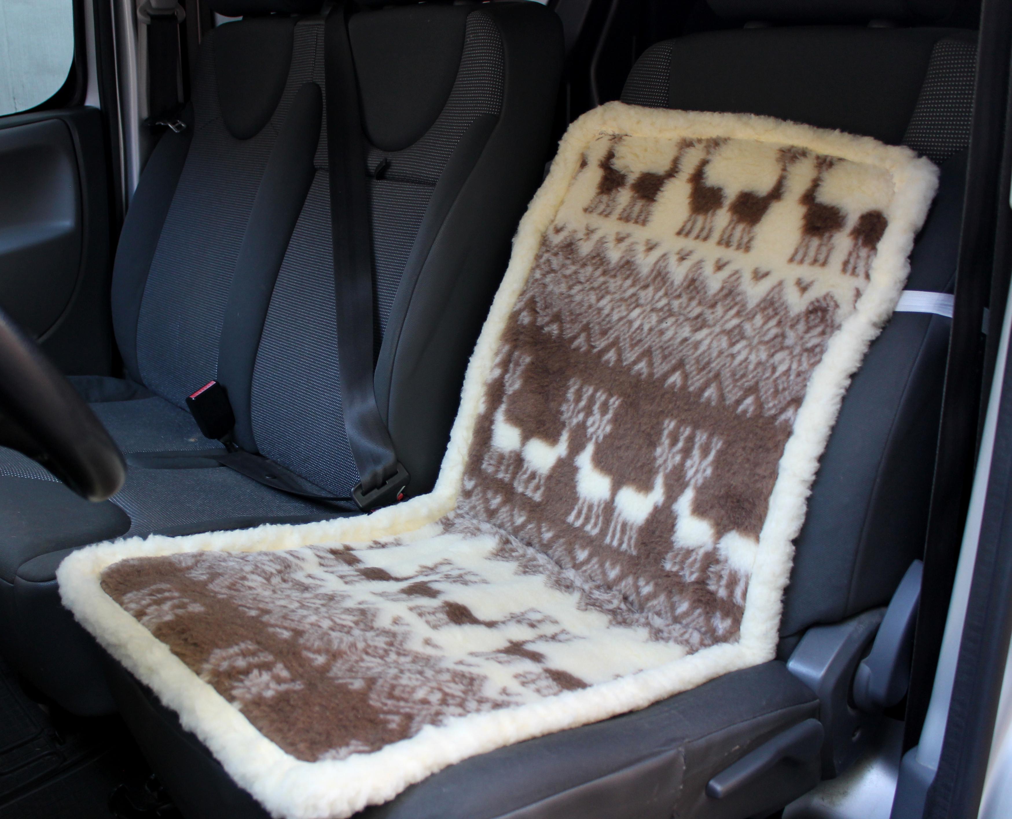 Накидки на сидіння автомобіля з овчини Sheepskin еко-вовна 2 шт. Темно-коричневий (708)