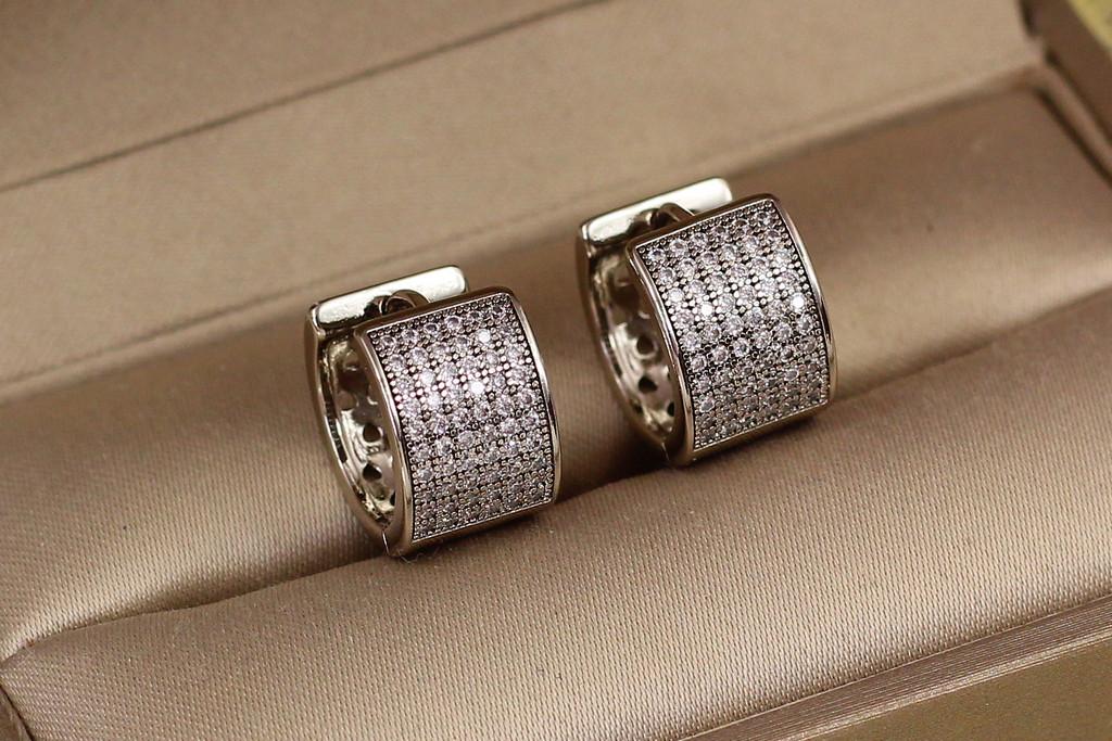 Серьги Xuping Jewelry широкие кольца с камнями 1,2 см Серебристый (2278097407)