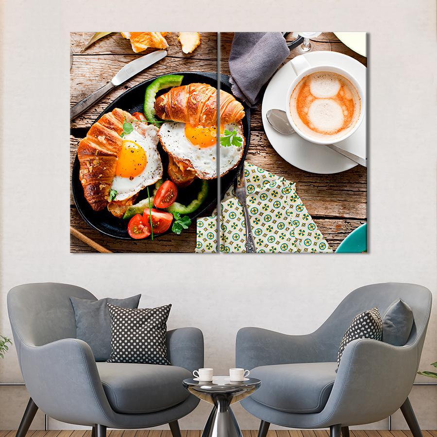 Настенний декор Бутерброды с круассанов и кофе 111x81 см (A291-2)