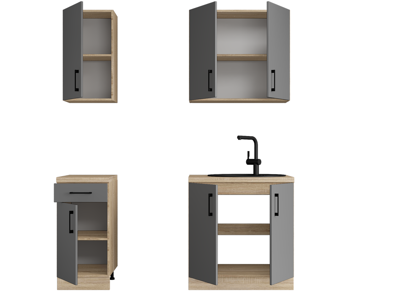 Комплект кухні К-1 Еверест Оптіма без стільниц 1,8 м Графітовий (ЕК-26005) - фото 2 Комплект кухні К-1 Еверест Оптіма без стільниц 1,8 м Графітовий (ЕК-26005) - фото 2