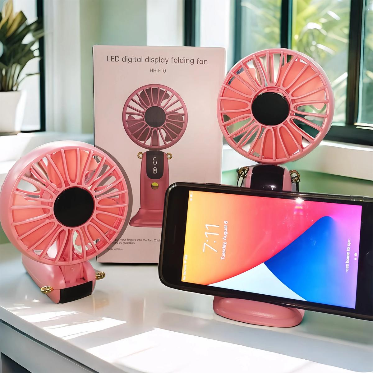 Вентилятор портативный складной USB HH-F10 дисплей подставка/шнурок/аромотаблетка Navy (200306) - фото 3 Вентилятор портативный складной USB HH-F10 дисплей подставка/шнурок/аромотаблетка Navy (200306) - фото 3