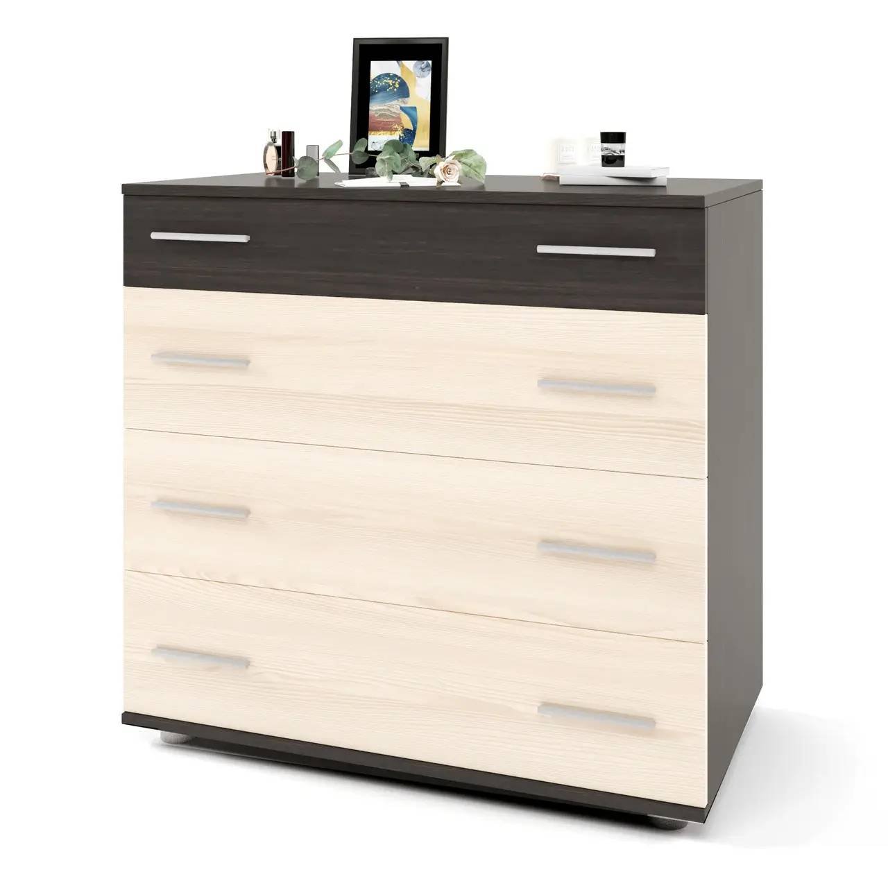 Комод Эверест на 4 ящика телескопические направляющие 80х45х73 см Венге/Дуб молочный (643fae1a43b6f52c643ec589)