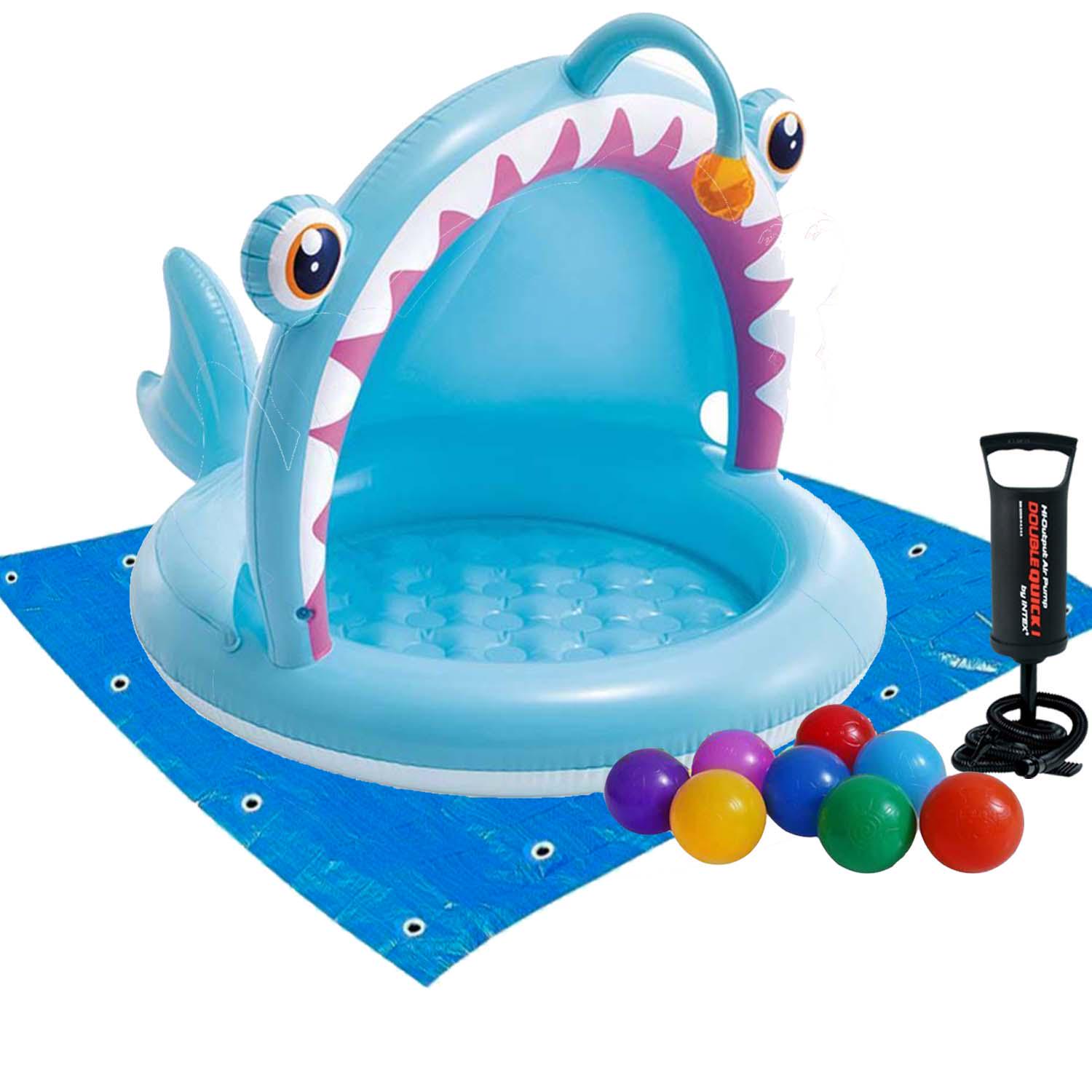 Бассейн детский надувной Intex 58419 Рыбалка с навесом 127х102х86 см с шариками/тентом/подстилкой/насосом 10 шт. (175581)