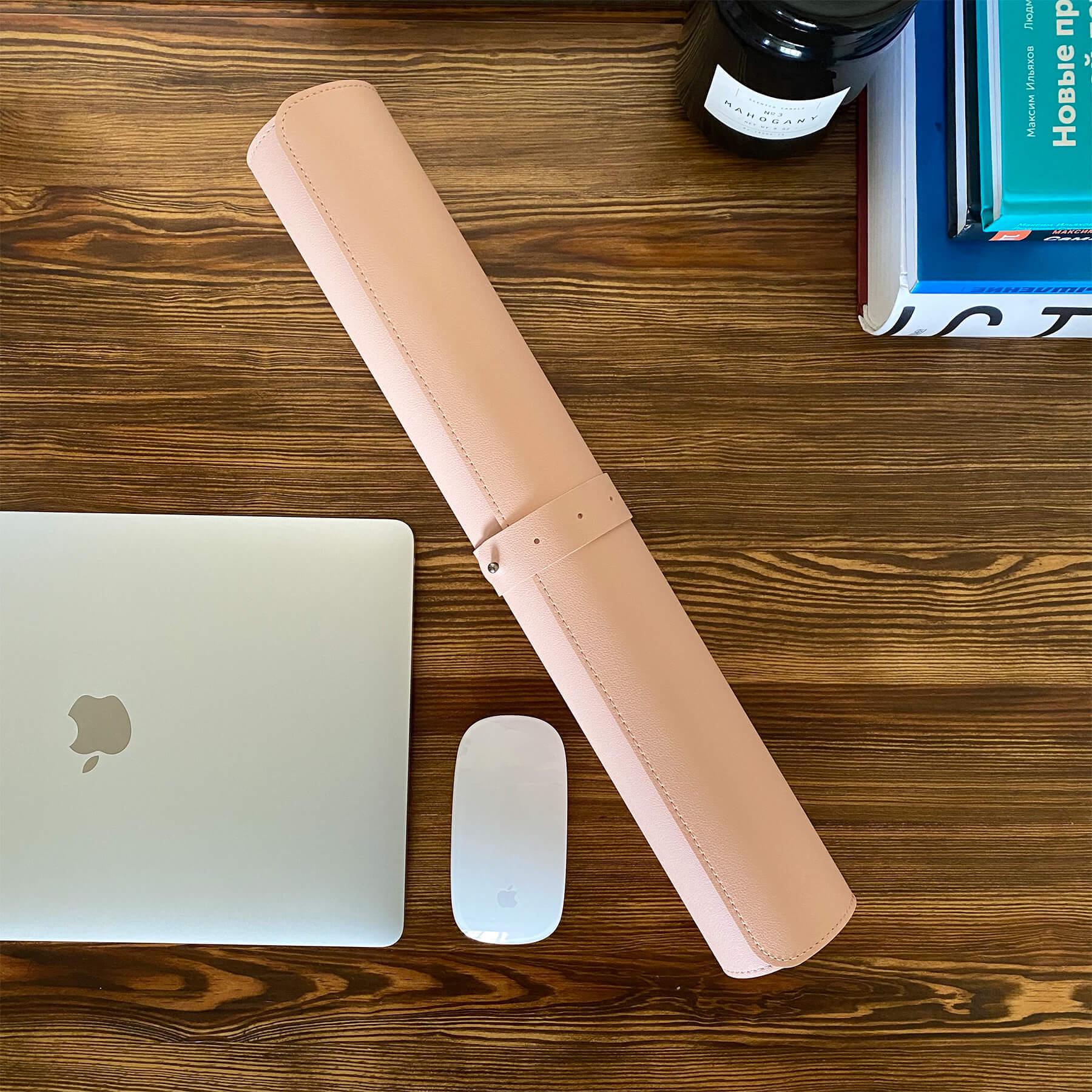 Настольное покрытие-бювар из эко-кожи 900х450х2 мм Лавандовый/Розовый - фото 4