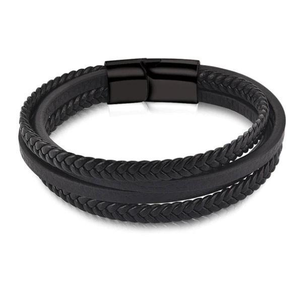 Мужской кожаный браслет Primo Rope с магнитной застежкой Black (805998364)