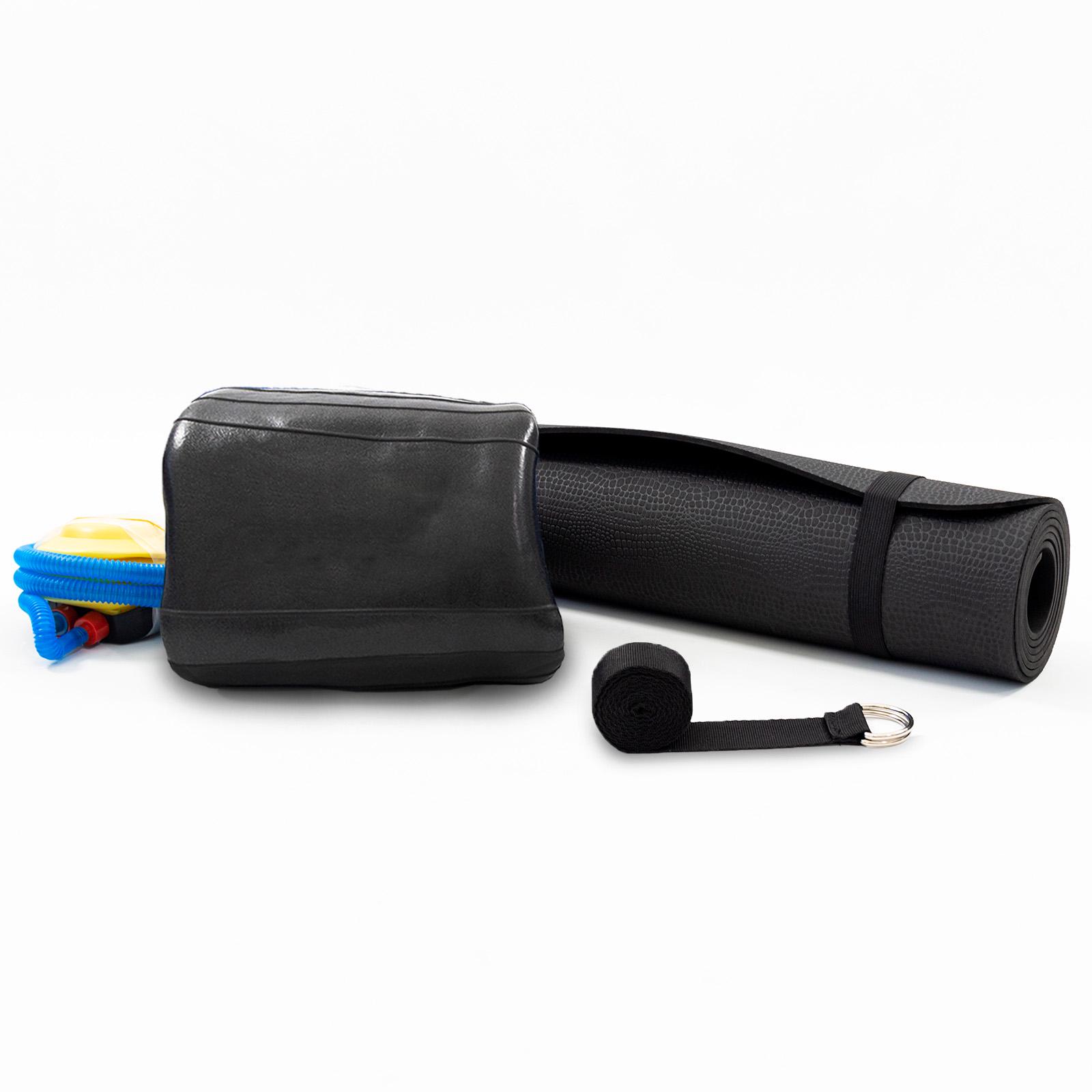 Коврик для йоги и фитнеса OSPORT Set 100 с карематом/фитболом 75 см/массажным мячиком и ремнем для йоги Черно-черный (n-0130) - фото 2