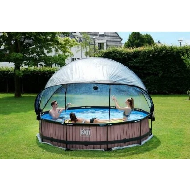 Басейн каркасний Exit Toys з куполом 360х76 см Коричневий - фото 7