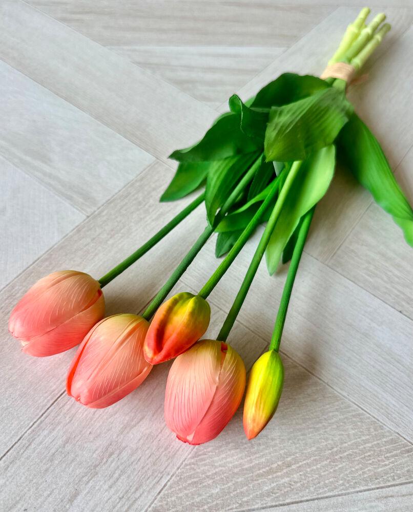 Квіти букет тюльпан латексний "кулька" №1389 кораловий