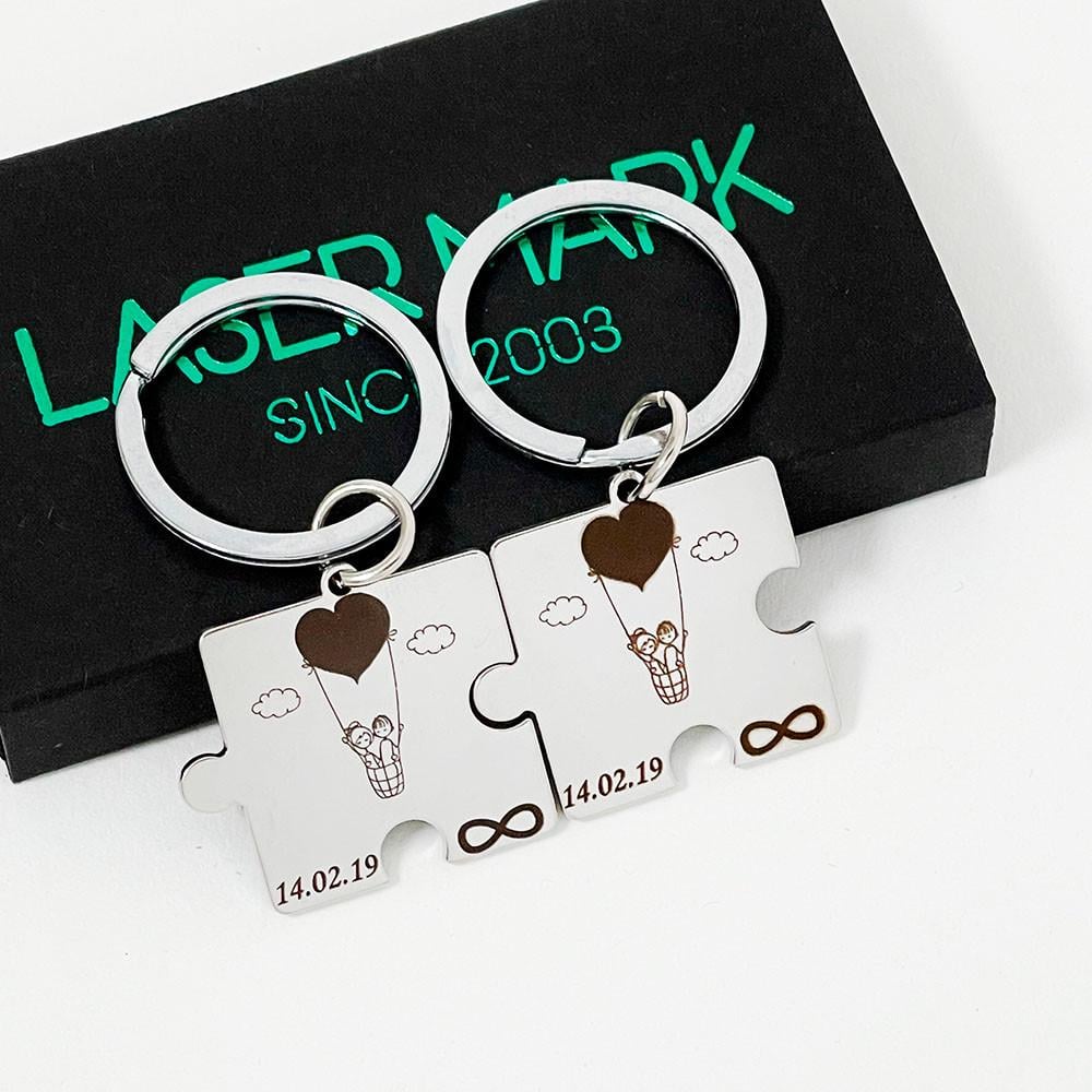 Набір з двох брелоків із гравіюванням повітряної кулі і нескінченністю (БГФ008)