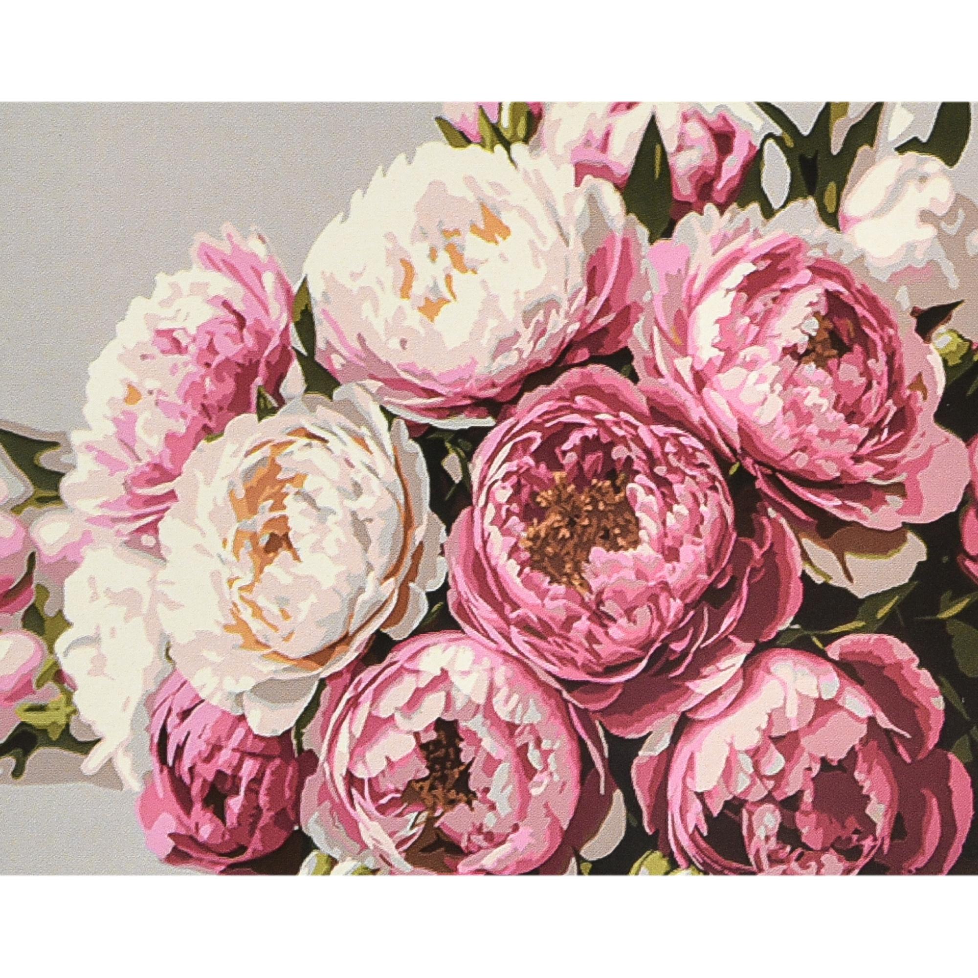 Картина по номерам Strateg Премиум Элегантность пионов с лаком и уровнем 40x50 см (Str-VA-4659)